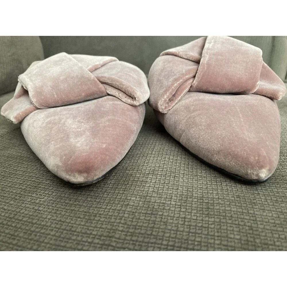 J. Crew Factory Pink Velvet Bow Pointed Toe Flats